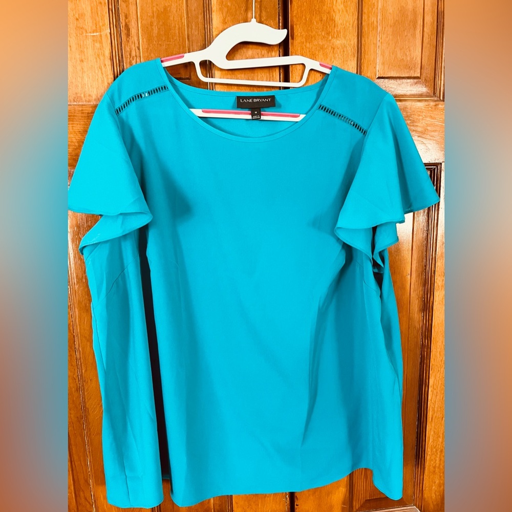 Lane Bryant turquoise Blue Cap Ruffle Sleeve top